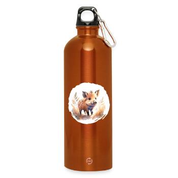 Sanglier Porcelet Aquarelle - Gourde en inox avec mousqueton 750 ml - orange - Devant