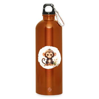 Aquarelle de singe - Gourde en inox avec mousqueton 750 ml - orange - Devant