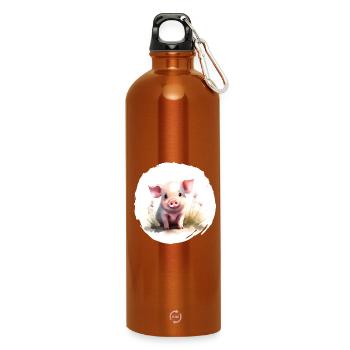 Piglet Watercolor - Water Bottle with carabiner 750 ml - burnt orange - Front