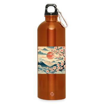Ukiyo-e Style Sunrise II - Water Bottle with carabiner 750 ml - burnt orange - Front