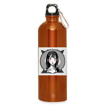 Blushing Manga Girl - Water Bottle with carabiner 750 ml - burnt orange - Front
