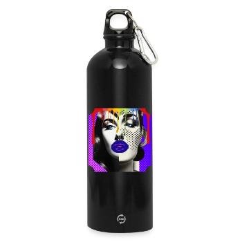 Collage photo Pop Art coloré - Gourde en inox avec mousqueton 750 ml - noir - Devant