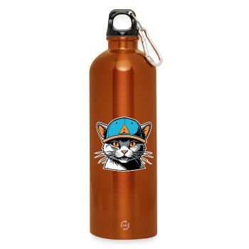 Chat dans un chapeau - Gourde en inox avec mousqueton 750 ml - orange - Devant