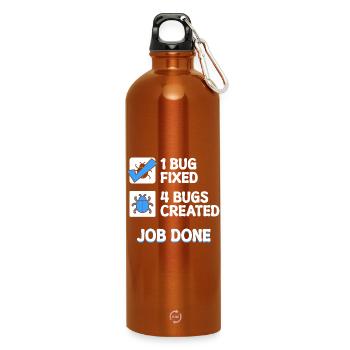 Bugfixing Developer Bugs Code Statement Computer Science - Water Bottle with carabiner 750 ml - burnt orange - Front