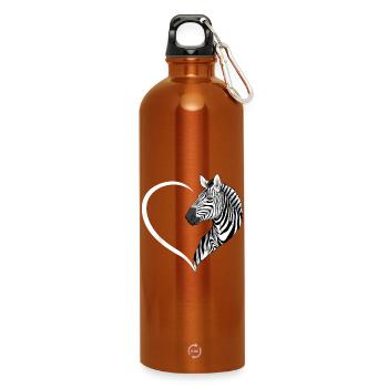 Silhouette de cœur de zèbre - Gourde en inox avec mousqueton 750 ml - orange - Devant