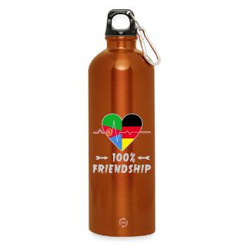 Eritrea und Deutschland 100% Freundschaft - Trinkflasche mit Karabiner 750 ml - Orange - Vorne