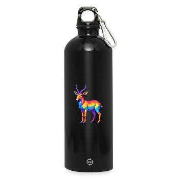 Impala Bunte Kawaii Cartoon Figur Clipart - Trinkflasche mit Karabiner 750 ml - Schwarz - Vorne