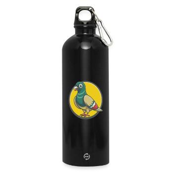 Taube Niedliche Kawaii Cartoon Clipart Haustier Tier - Trinkflasche mit Karabiner 750 ml - Schwarz - Vorne