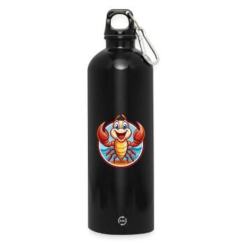 Craw Mignon Drôle Kawaii Dessin animé Clipart Animal Animal de compagnie - Gourde en inox avec mousqueton 750 ml - noir - Devant