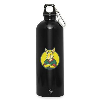 Aardvark Cute Kawaii Cartoon Clipart Pet Animal - Water Bottle with carabiner 750 ml - black - Front