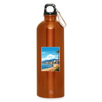 Agadir Maroc Voyage Affiche Souvenir Peinture WPA - Gourde en inox avec mousqueton 750 ml - orange - Devant