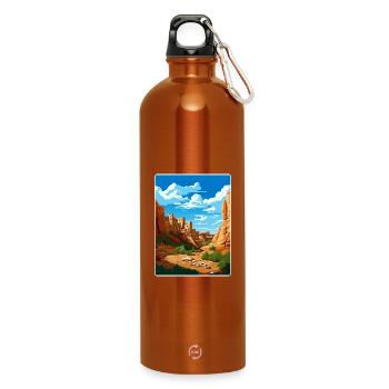 Mesa Verde National Park Colorado Travel Poster - Water Bottle with carabiner 750 ml - burnt orange - Front