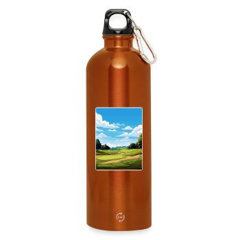 Shinnecock Hills Golfplatz Reise Posterkarte - Trinkflasche mit Karabiner 750 ml - Orange - Vorne