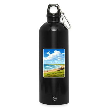Constantine Bay Cornwall England Travel Poster WPA - Water Bottle with carabiner 750 ml - black - Front