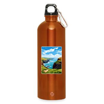 Boscastle Cornwall England Reiseposter Souvenir - Trinkflasche mit Karabiner 750 ml - Orange - Vorne