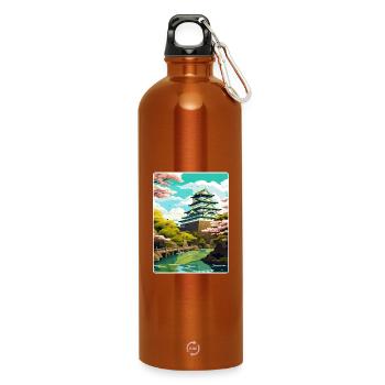 Osaka Japon Voyage Affiche Souvenir Carte Postale Peinture - Gourde en inox avec mousqueton 750 ml - orange - Devant