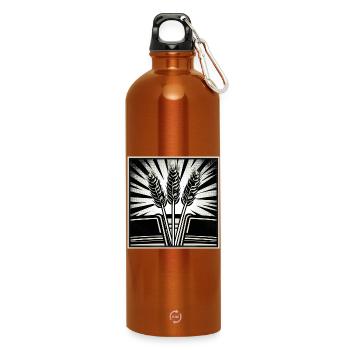 3 Ähren Getreide Weizen - Trinkflasche mit Karabiner 750 ml - Orange - Vorne