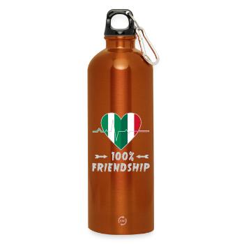 Nigeria und Italien 100% Freundschaft - Trinkflasche mit Karabiner 750 ml - Orange - Vorne