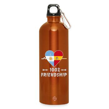 Argentinien und Spanien 100% Freundschaft - Trinkflasche mit Karabiner 750 ml - Orange - Vorne