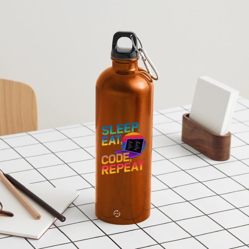 Sleep Eat Code Repeat Geschenk für Coder Trinkflasche mit Karabiner 750 ml
