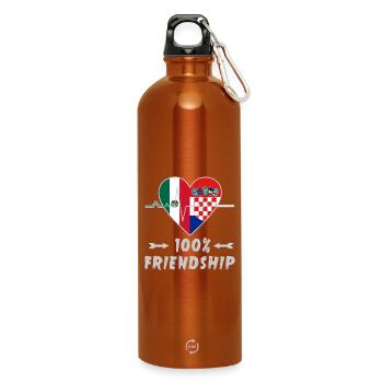 Mexico and Croatia 100% friendship - Water Bottle with carabiner 750 ml - burnt orange - Front