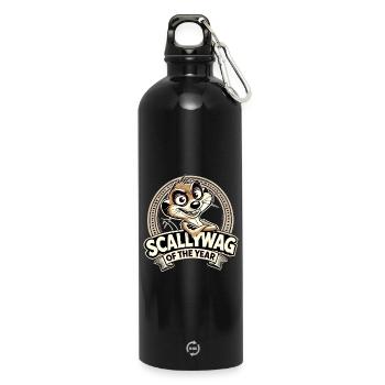 Scallywag of the Year Meerkat Funny Gift - Water Bottle with carabiner 750 ml - black - Front