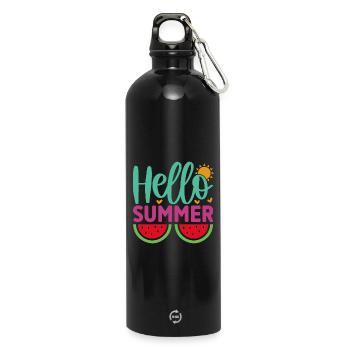 Hello Summer - Water Bottle with carabiner 750 ml - black - Front