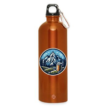 Berg und Bier Naturmotiv - Trinkflasche mit Karabiner 750 ml - Orange - Vorne