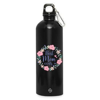 Best Mom ever - lila - Trinkflasche mit Karabiner 750 ml - Schwarz - Vorne