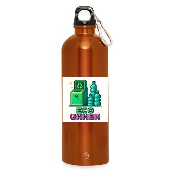 Pixel Eco Gamer Design - Water Bottle with carabiner 750 ml - burnt orange - Front