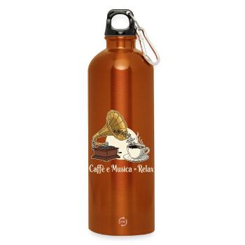Caffè e Musica = Relax - Trinkflasche mit Karabiner 750 ml - Orange - Vorne