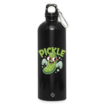 Funny Pickle Cartoon Character - Water Bottle with carabiner 750 ml - black - Front