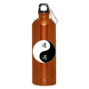 Symbole Yin Yang avec des caractères chinois - Gourde en inox avec mousqueton 750 ml - orange - Devant