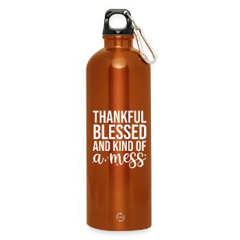 Gratitude and the Creation of Chaos - Water Bottle with carabiner 750 ml - burnt orange - Front