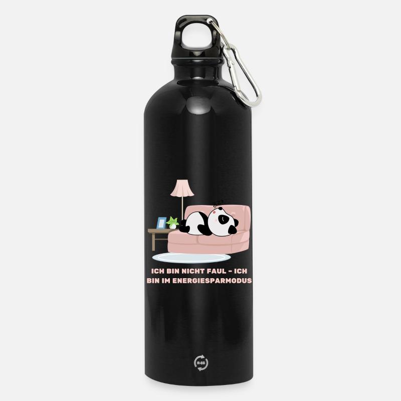 I'm not lazy - I'm in power saving mode - Water Bottle with carabiner 750 ml - black