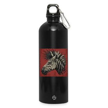 Punkrock Zebra - Trinkflasche mit Karabiner 750 ml - Schwarz - Vorne