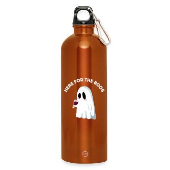 Here for the Boos - Jeu de mots amusant sur les fantômes - Gourde en inox avec mousqueton 750 ml - orange - Devant