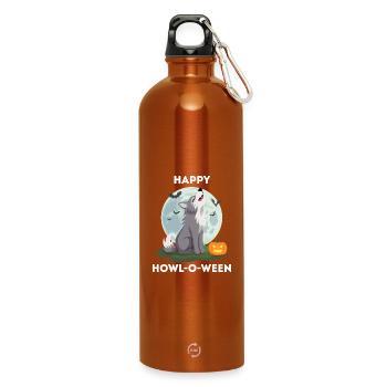 Drôle d’Halloween – Howl-o-ween Wolf - Gourde en inox avec mousqueton 750 ml - orange - Devant