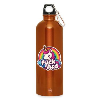 Unicorn FUCK AFD Unicorn Rainbow Sticker - Water Bottle with carabiner 750 ml - burnt orange - Front