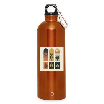 Autumn Botanicals Grid - Water Bottle with carabiner 750 ml - burnt orange - Front
