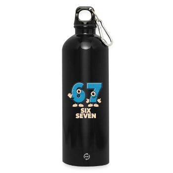 6 7 Sechs Sieben Meme – Aura Points Kids Gaming - Trinkflasche mit Karabiner 750 ml - Schwarz - Vorne
