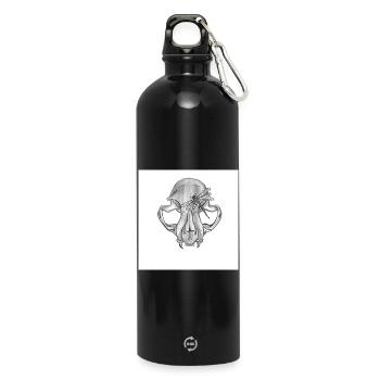 Skull Dragonfly Monochrome - Water Bottle with carabiner 750 ml - black - Front