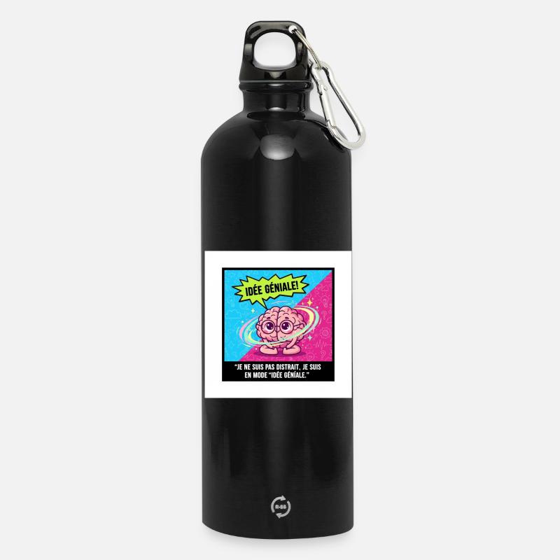 Awesome Idea Brain Pop - Water Bottle with carabiner 750 ml - black