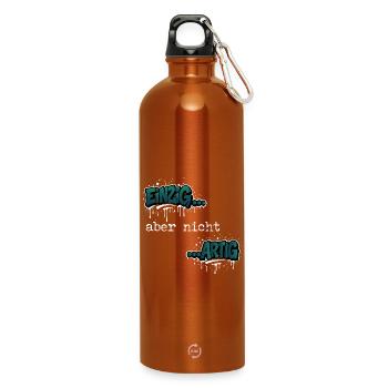 Einzig… aber nicht …artig Einzigartig Spruch - Trinkflasche mit Karabiner 750 ml - Orange - Vorne
