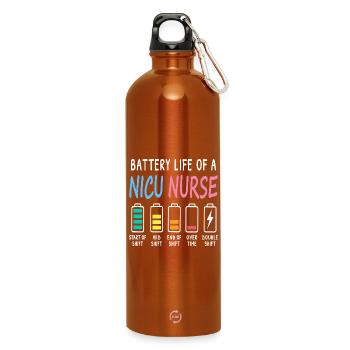 Battery Level of a Neonatal Caregiver Humor - Water Bottle with carabiner 750 ml - burnt orange - Front