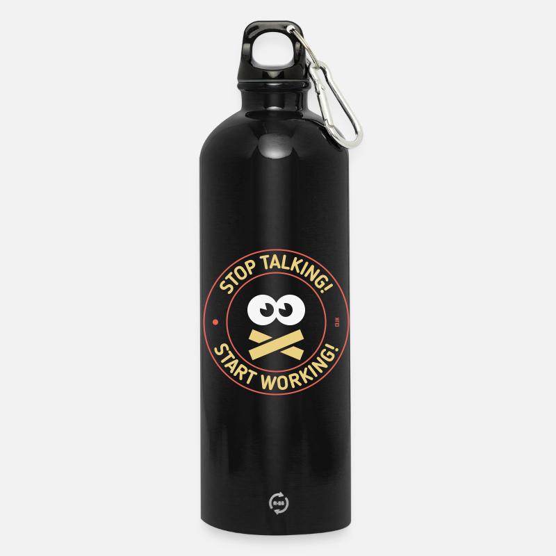 Stop Talking! Start Working! (3C) - Water Bottle with carabiner 750 ml - black