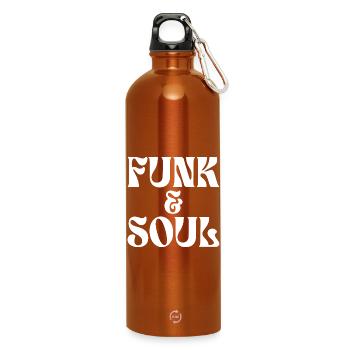 Funk & Souls: Retro Grooves Typografie - Trinkflasche mit Karabiner 750 ml - Orange - Vorne