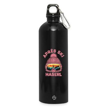 Apres Ski Haserl Lustiges Party Outfit T-Shirt - Trinkflasche mit Karabiner 750 ml - Schwarz - Vorne