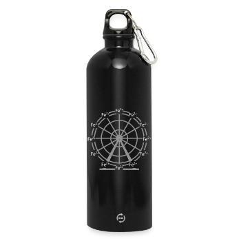 Ferrous Iron Fe2+ Ion Chemistry Science Design - Water Bottle with carabiner 750 ml - black - Front