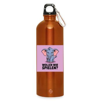 Spielender Elefant auf Lila - Trinkflasche mit Karabiner 750 ml - Orange - Vorne